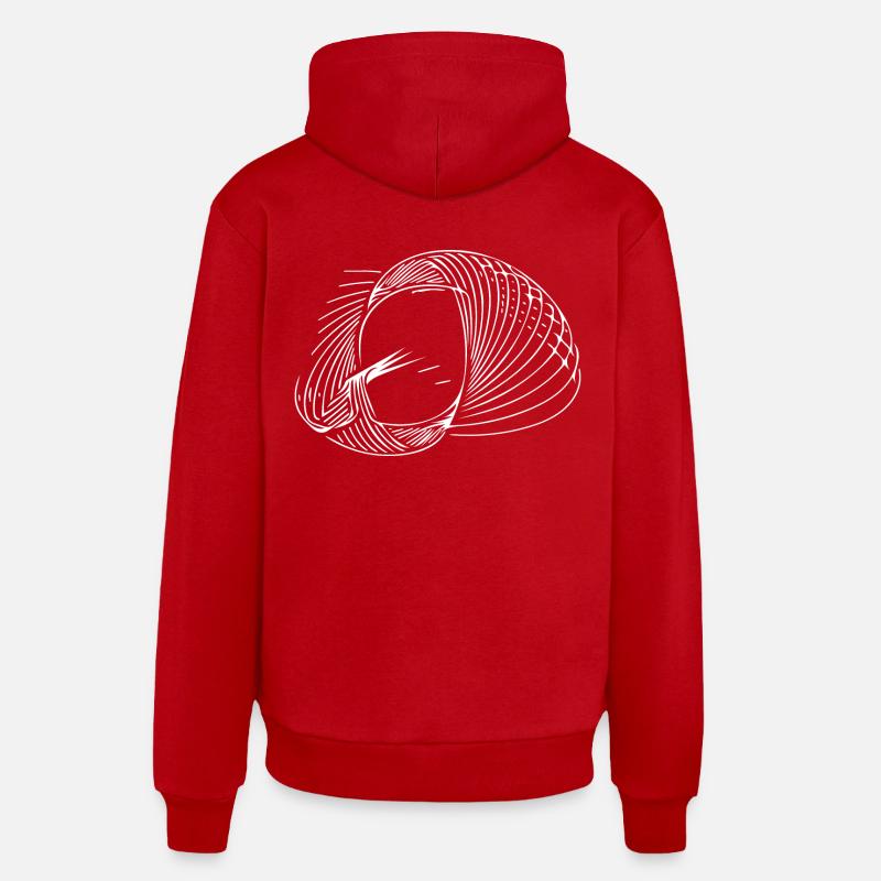 Lignes de cercle géométriques - Sweat à capuche bio décontracté fabriqué en UE - rouge