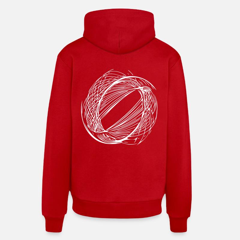Lignes de cercle géométriques - Sweat à capuche bio décontracté fabriqué en UE - rouge