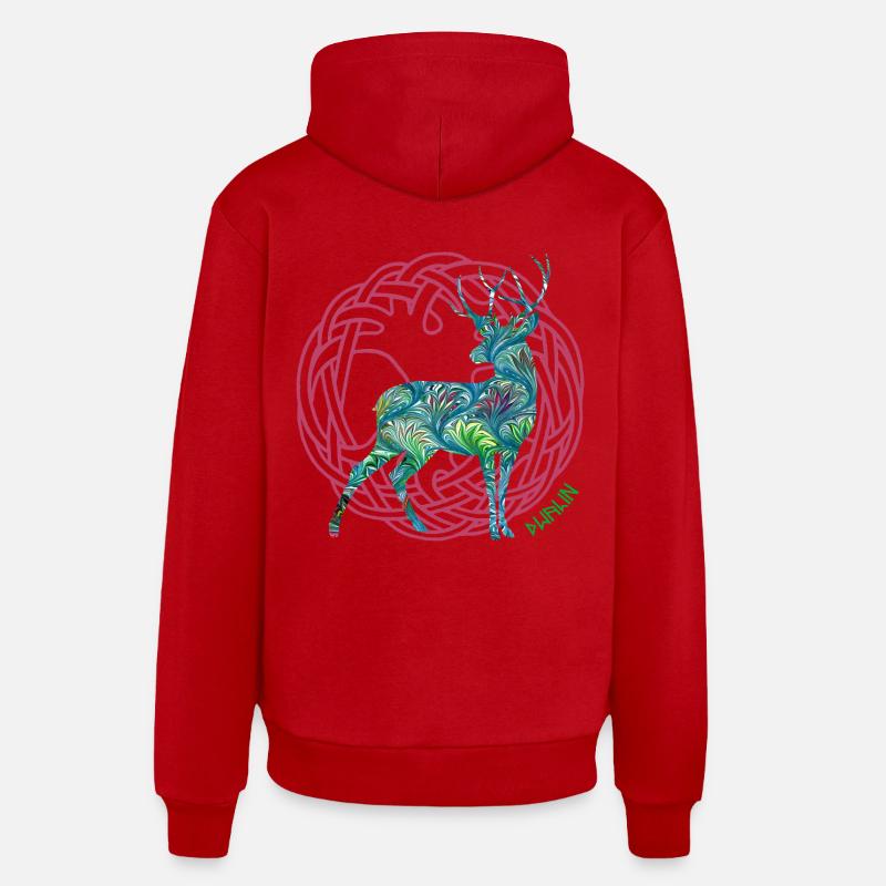 hirsch dwalin e 115 - Sweat à capuche bio décontracté fabriqué en UE - rouge