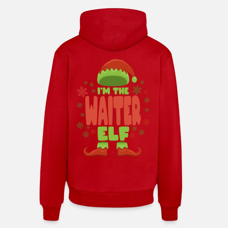 Serveur Elfe de Noël - Sweat à capuche bio décontracté fabriqué en UE - rouge