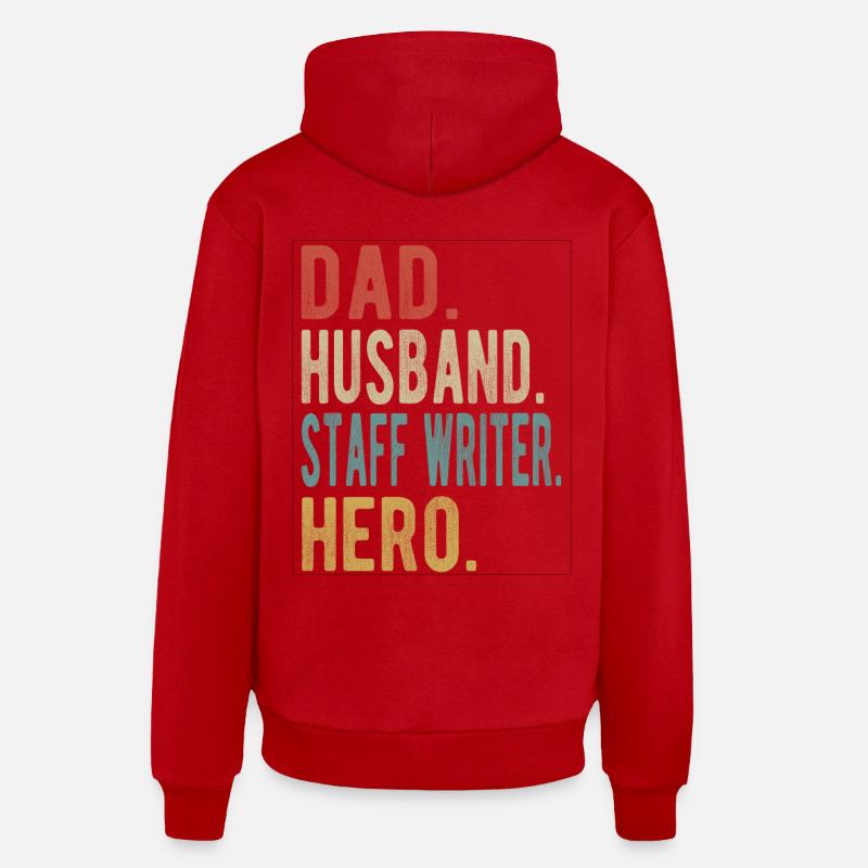 Employé Auteur Papa Husband Hero - Sweat à capuche bio décontracté fabriqué en UE - rouge