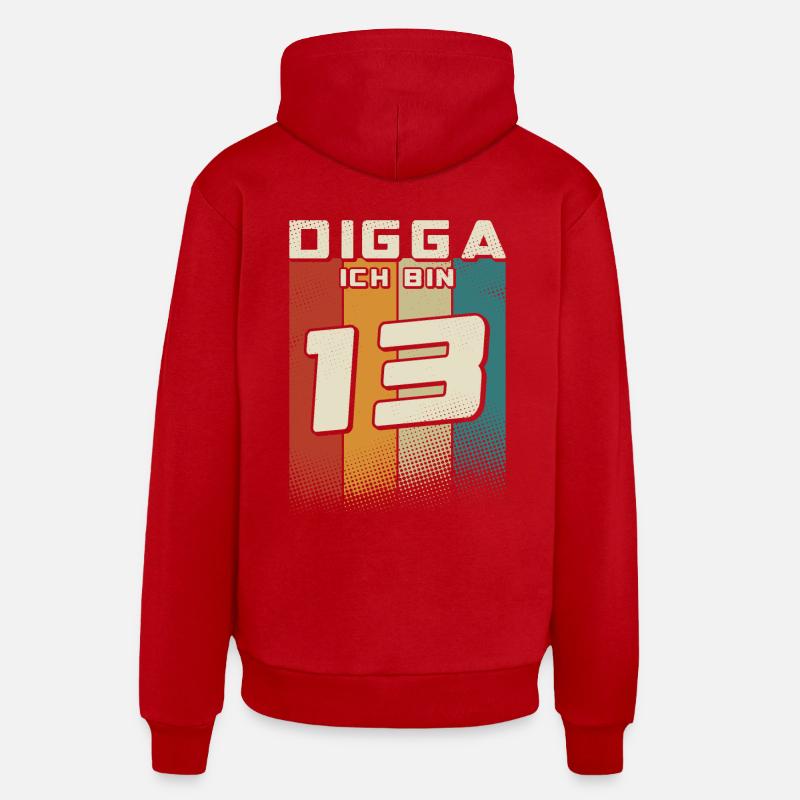 Digga ich bin 13 Jahre Junge 13. Geburtstag Retro Organic Relaxed Hoodie Made in EU