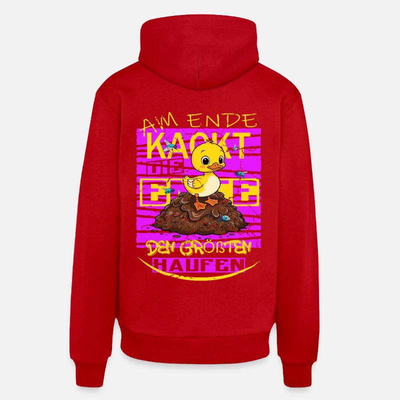 Caca de canard ! - Sweat à capuche bio décontracté fabriqué en UE - rouge
