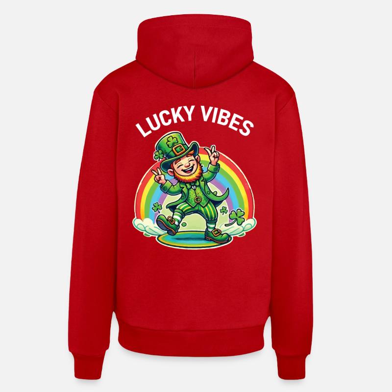 Joyeuses vibrations de la Saint-Patrick - Sweat à capuche bio décontracté fabriqué en UE - rouge