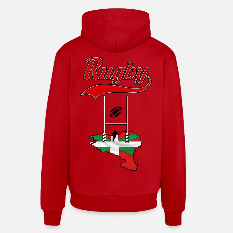 rugby basque - Sweat à capuche bio décontracté fabriqué en UE - rouge