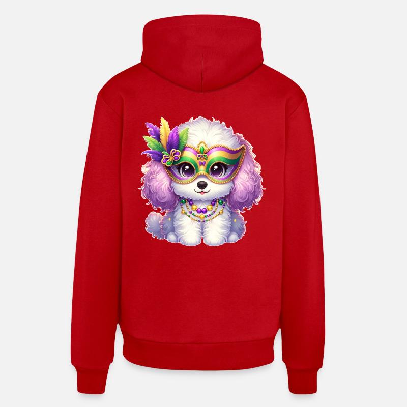Conception de caniche Mardi Gras - Sweat à capuche bio décontracté fabriqué en UE - rouge