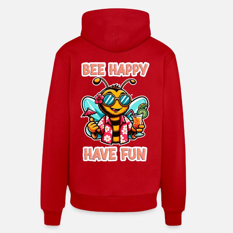 Bee Happy - Amusez-vous 4 - Sweat à capuche bio décontracté fabriqué en UE - rouge