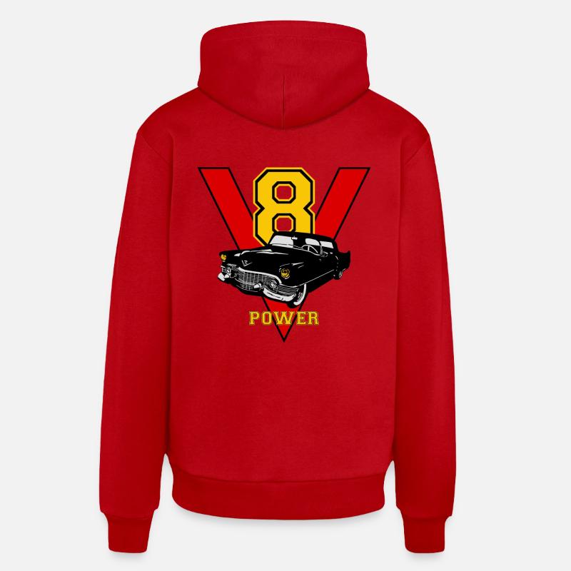 v8 - Sweat à capuche bio décontracté fabriqué en UE - rouge
