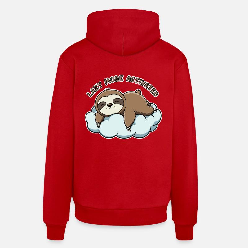 Paresseux endormi - Sweat à capuche bio décontracté fabriqué en UE - rouge