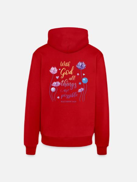 Religious Quote Christian Gift - Organic Relaxed Hoodie Made in EU - red