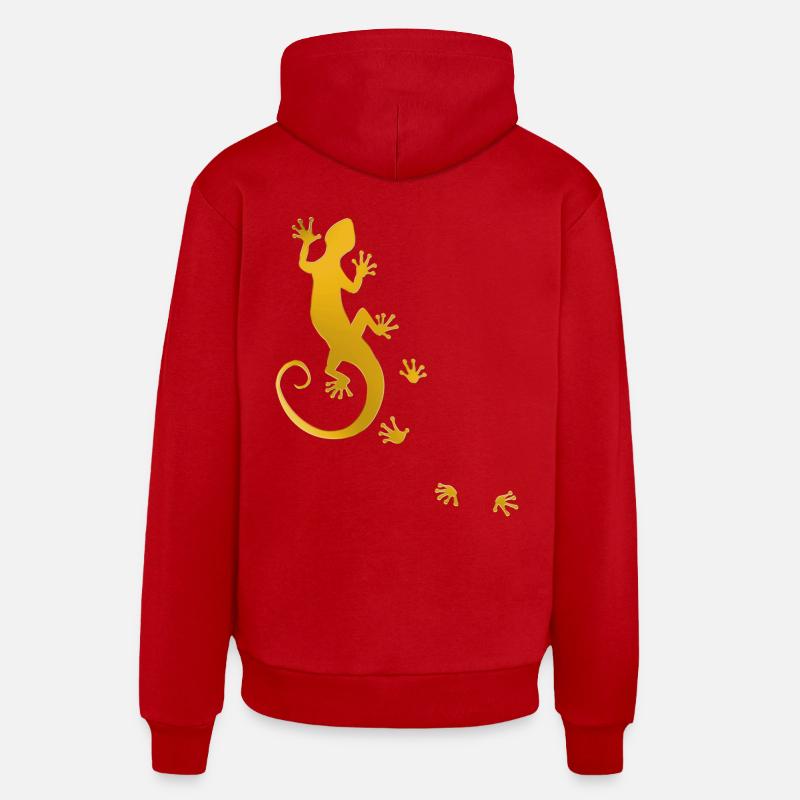 gecko courant or - Sweat à capuche bio décontracté fabriqué en UE - rouge