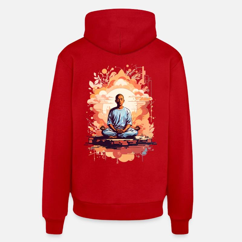 Exercice de méditation - Sweat à capuche bio décontracté fabriqué en UE - rouge