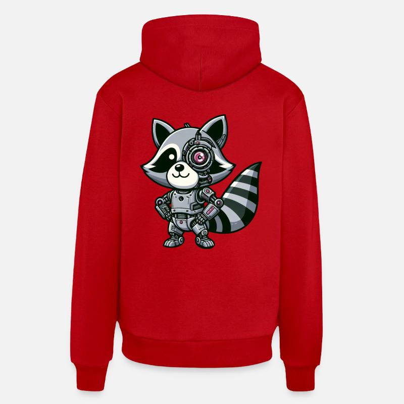Robot raton laveur cool - Sweat à capuche bio décontracté fabriqué en UE - rouge