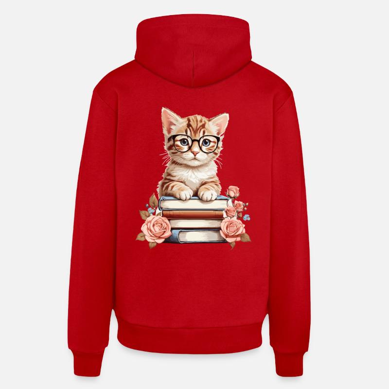 Bébé chat intelligent - Sweat à capuche bio décontracté fabriqué en UE - rouge