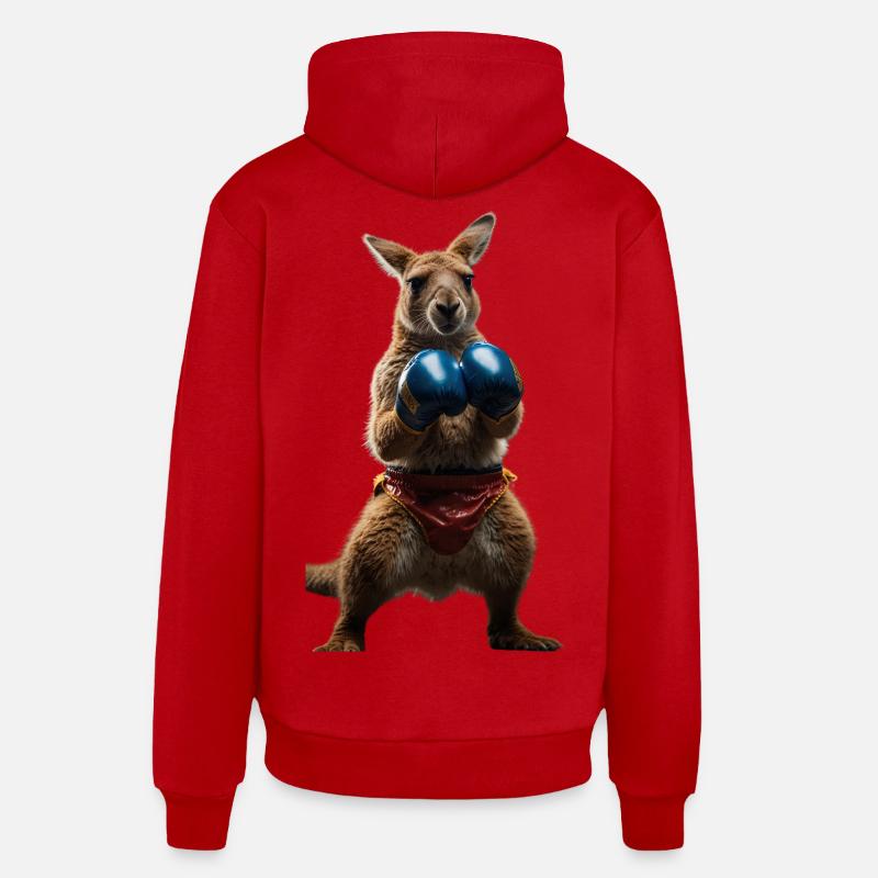 Kangourou de boxe - Sweat à capuche bio décontracté fabriqué en UE - rouge