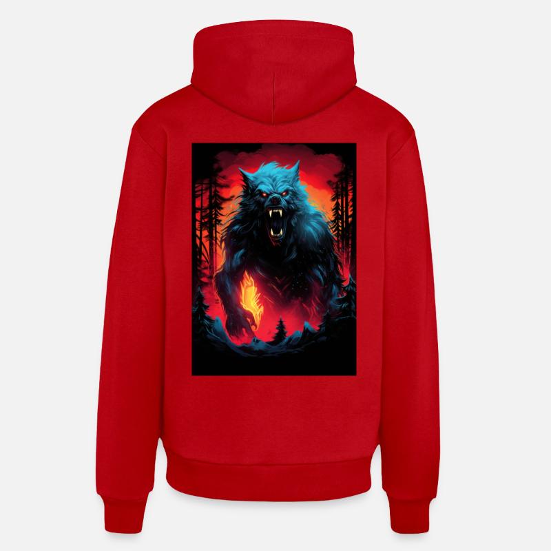 Loup-garou Werwolf - Sweat à capuche bio décontracté fabriqué en UE - rouge
