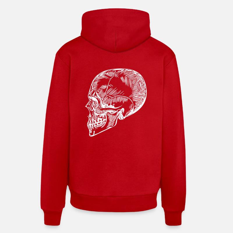 Crâne Os Crâne d’Halloween - Sweat à capuche bio décontracté fabriqué en UE - rouge