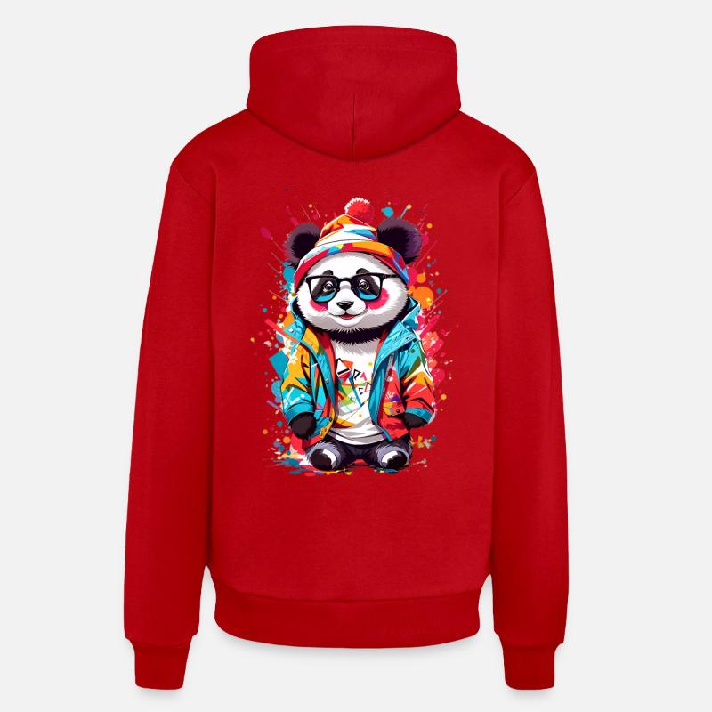 Cool Panda - Sweat à capuche bio décontracté fabriqué en UE - rouge