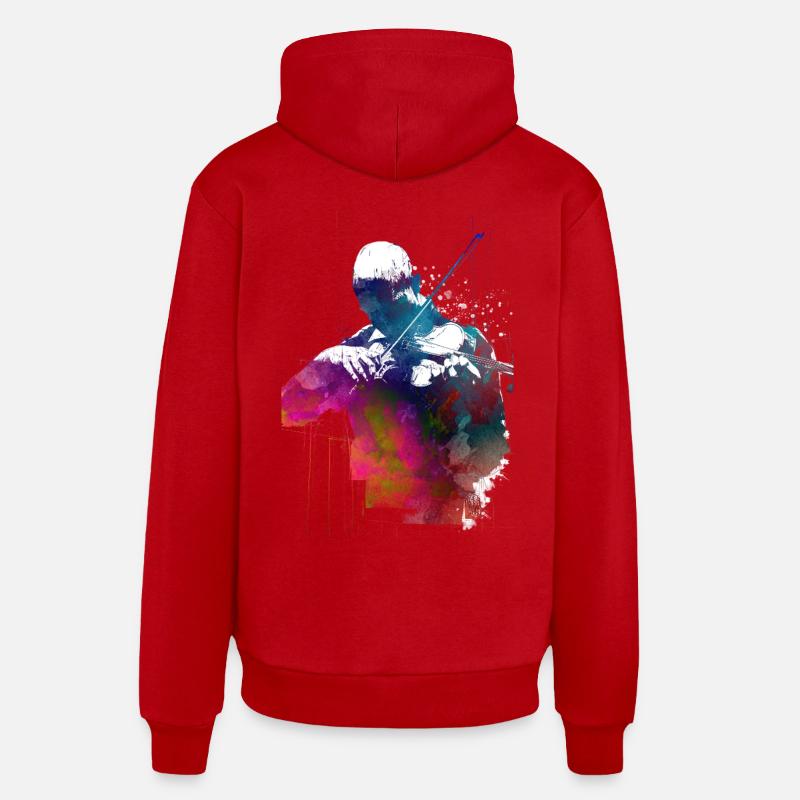 Violoniste art musical - Sweat à capuche bio décontracté fabriqué en UE - rouge