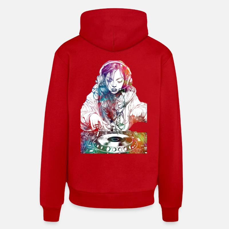 Console de musique DJ girl - Sweat à capuche bio décontracté fabriqué en UE - rouge