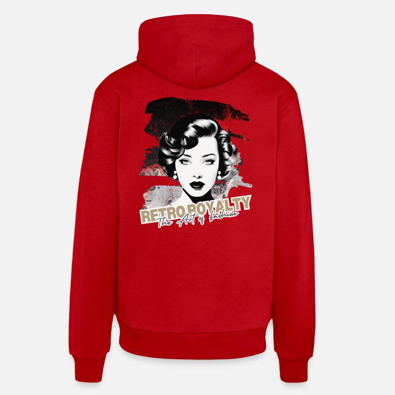 Royauté rétro - Sweat à capuche bio décontracté fabriqué en UE - rouge