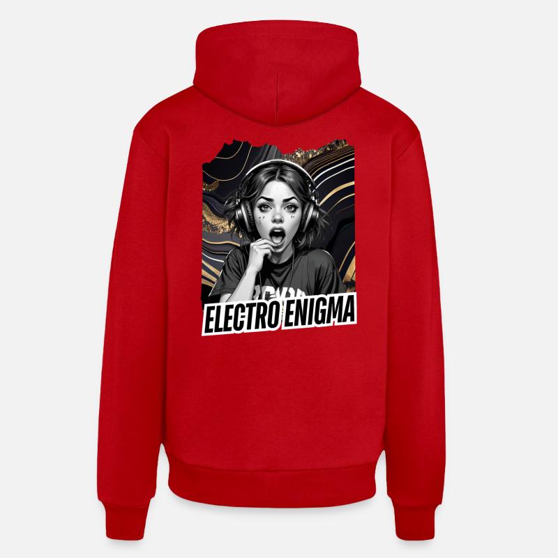 Énigme électro - Sweat à capuche bio décontracté fabriqué en UE - rouge