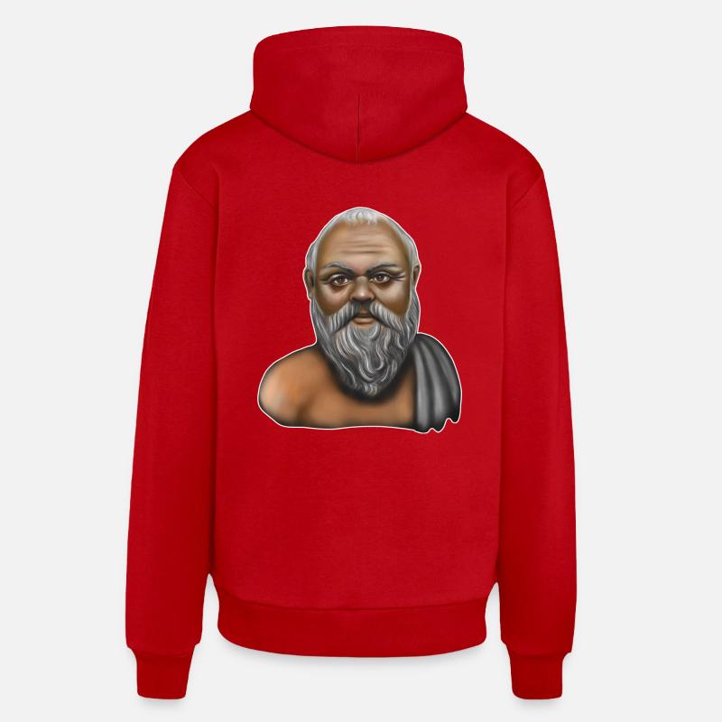 Socrate philosophe grec - Sweat à capuche bio décontracté fabriqué en UE - rouge