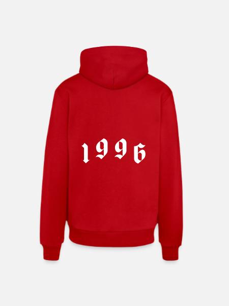 1996 year - Organic Relaxed Hoodie Made in EU - red