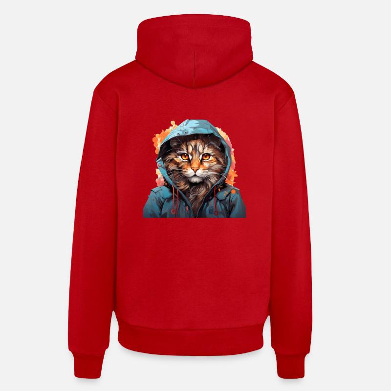 Chat - Sweat à capuche bio décontracté fabriqué en UE - rouge