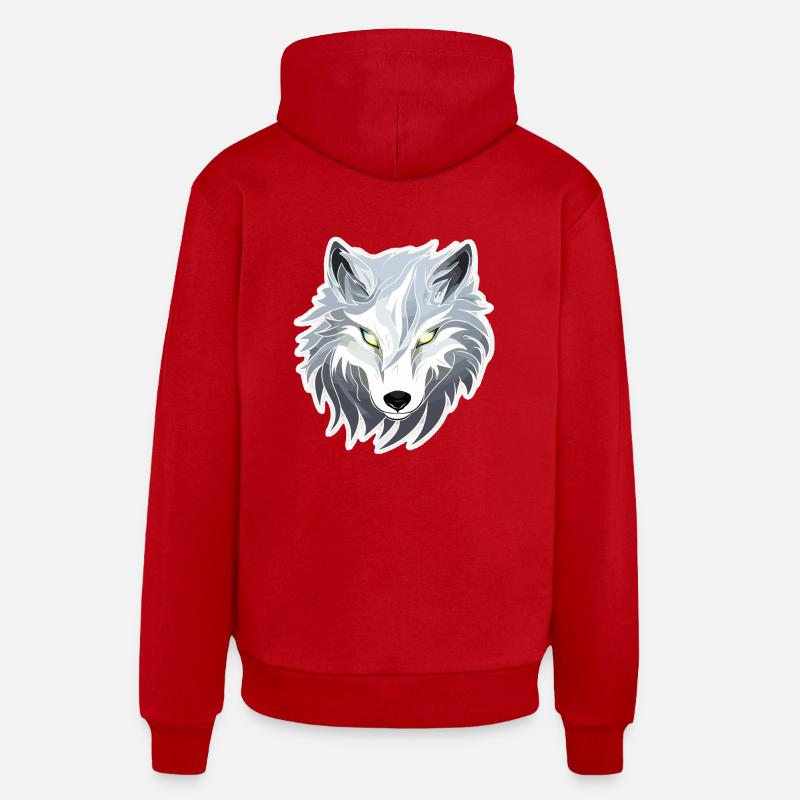 Loup - Illustration - Sweat à capuche bio décontracté fabriqué en UE - rouge