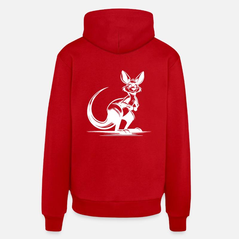 Kangourou souriant australien - Sweat à capuche bio décontracté fabriqué en UE - rouge