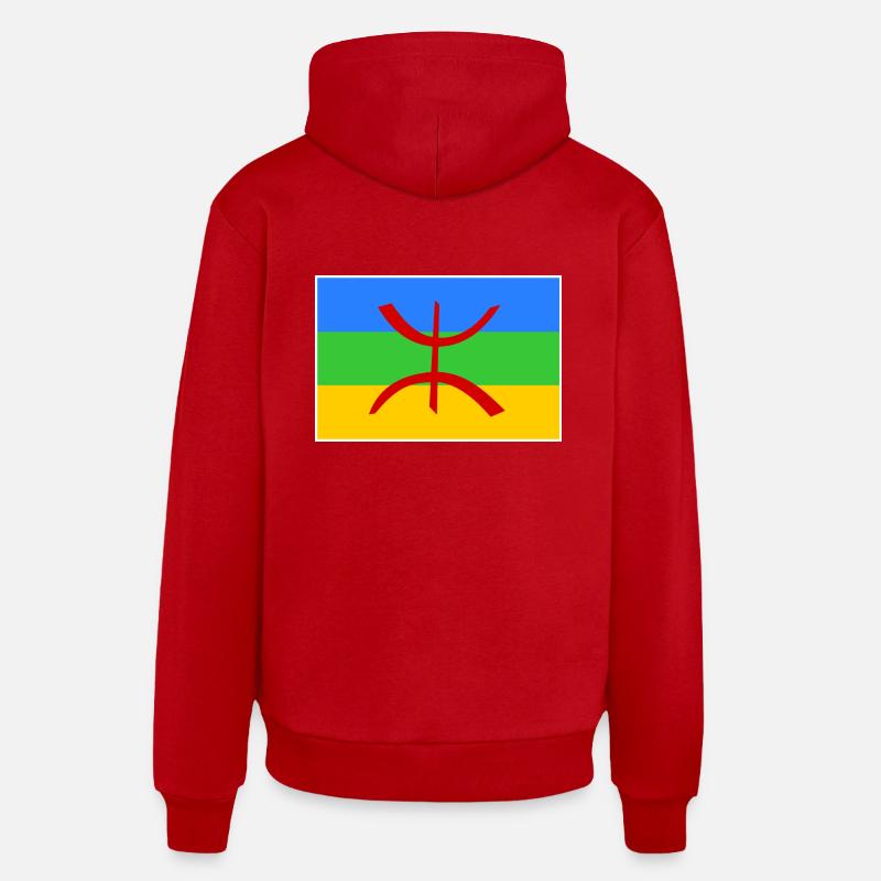 Amazigh - Sweat à capuche bio décontracté fabriqué en UE - rouge