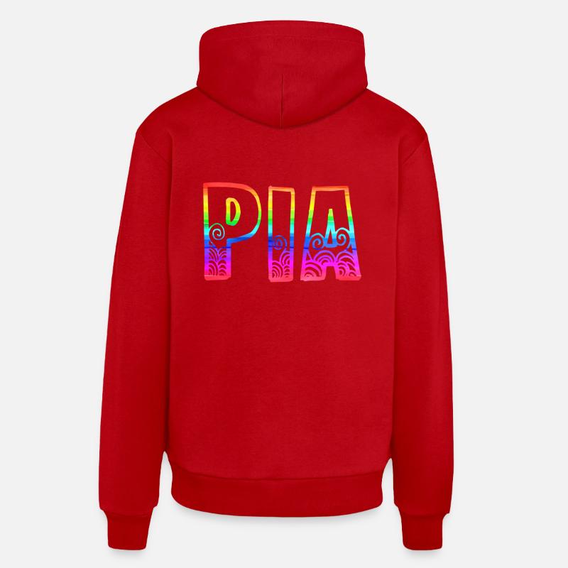 pia rs arc-en-ciel - Sweat à capuche bio décontracté fabriqué en UE - rouge