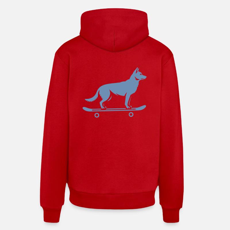 Dog Shepherd Skateboard Skateboarder - Sweat à capuche bio décontracté fabriqué en UE - rouge