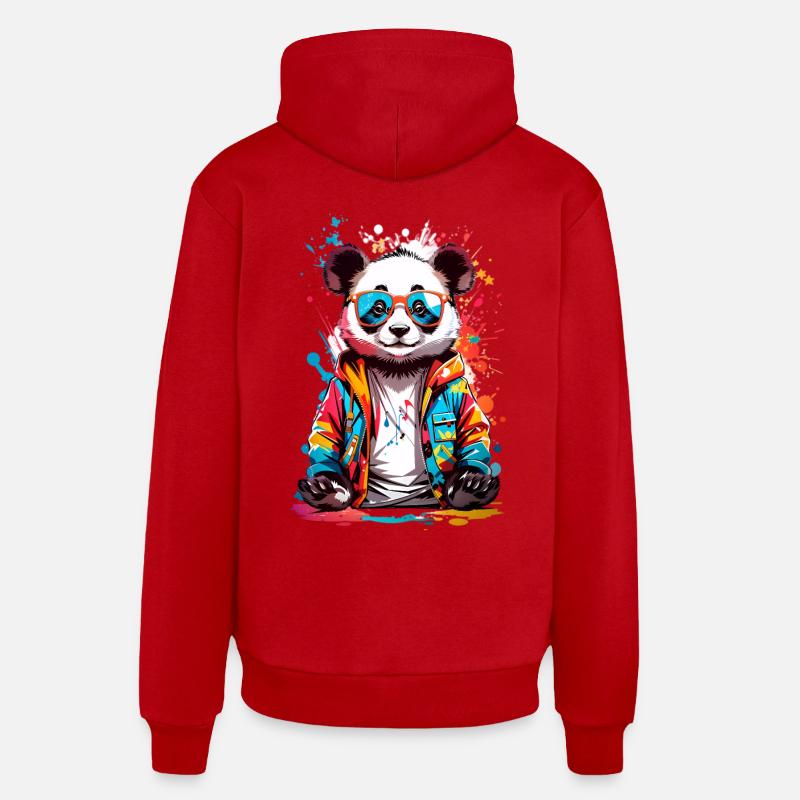 Cool Panda - Sweat à capuche bio décontracté fabriqué en UE - rouge