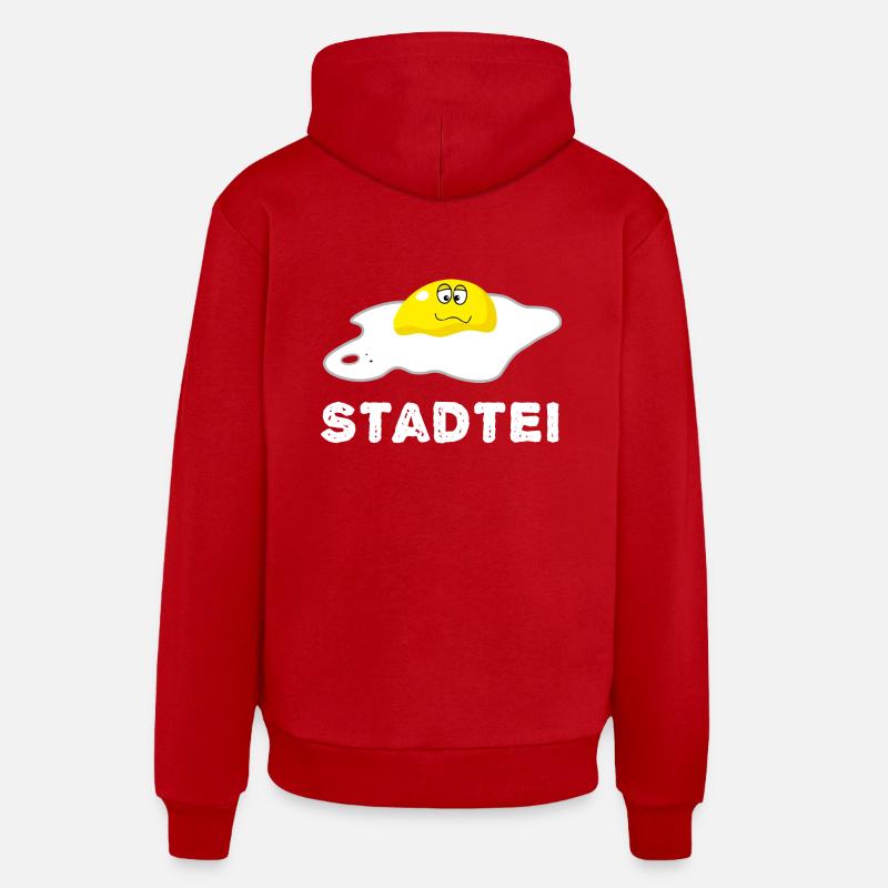 Stadtei Stadt Eier - Sweat à capuche bio décontracté fabriqué en UE - rouge