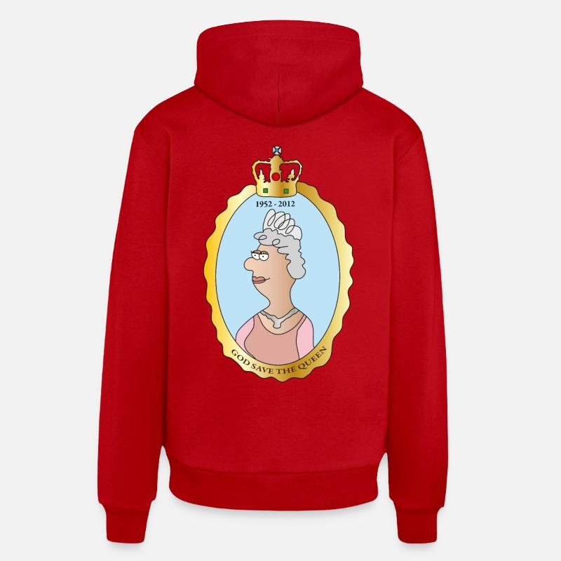 Queen Elizabeth II - Sweat à capuche bio décontracté fabriqué en UE - rouge