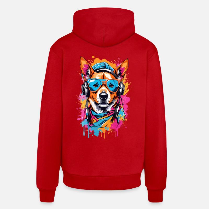 Chien cool - Sweat à capuche bio décontracté fabriqué en UE - rouge