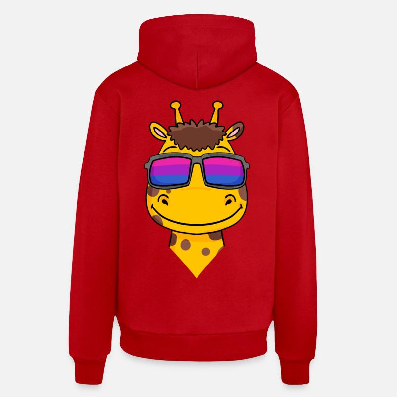 Cadeau de girafe bisexuelle - Sweat à capuche bio décontracté fabriqué en UE - rouge