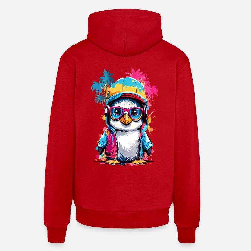 Pingouin cool - Sweat à capuche bio décontracté fabriqué en UE - rouge