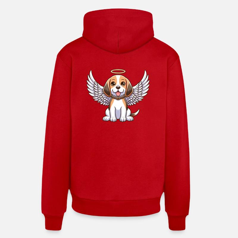 Ailes célestes de l’ange Beagle - Sweat à capuche bio décontracté fabriqué en UE - rouge