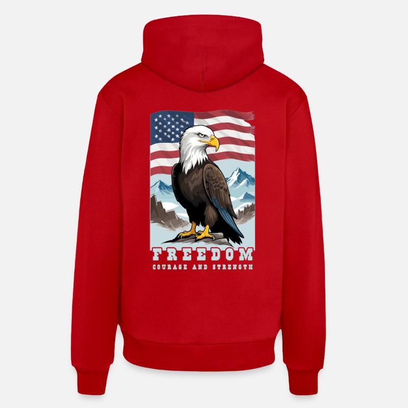 Pygargue à tête blanche - Sweat à capuche bio décontracté fabriqué en UE - rouge