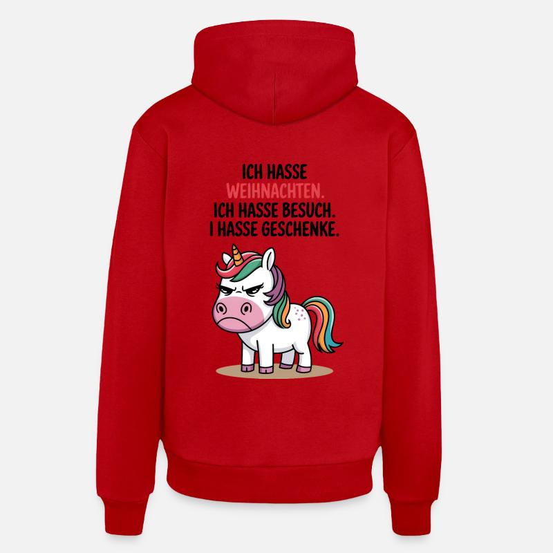 Weihnachtsmuffel Ich hasse Weihnachten Einhorn Organic Relaxed Hoodie Made in EU