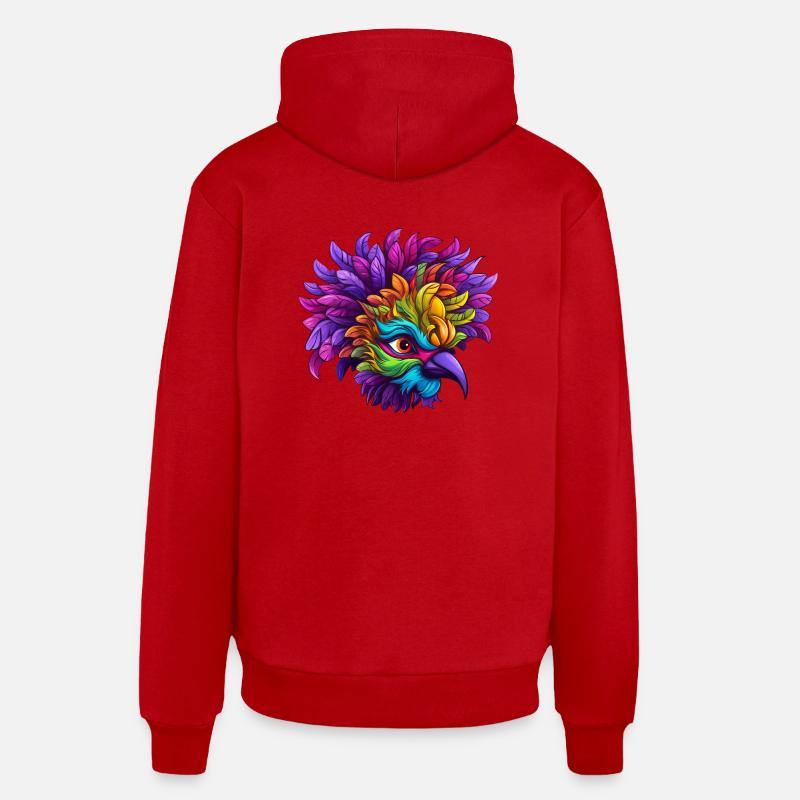 Flamant rose Mardi Gras Masque - Sweat à capuche bio décontracté fabriqué en UE - rouge
