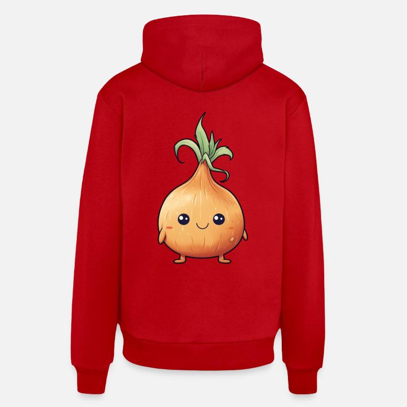 Drôle d’oignon - Sweat à capuche bio décontracté fabriqué en UE - rouge