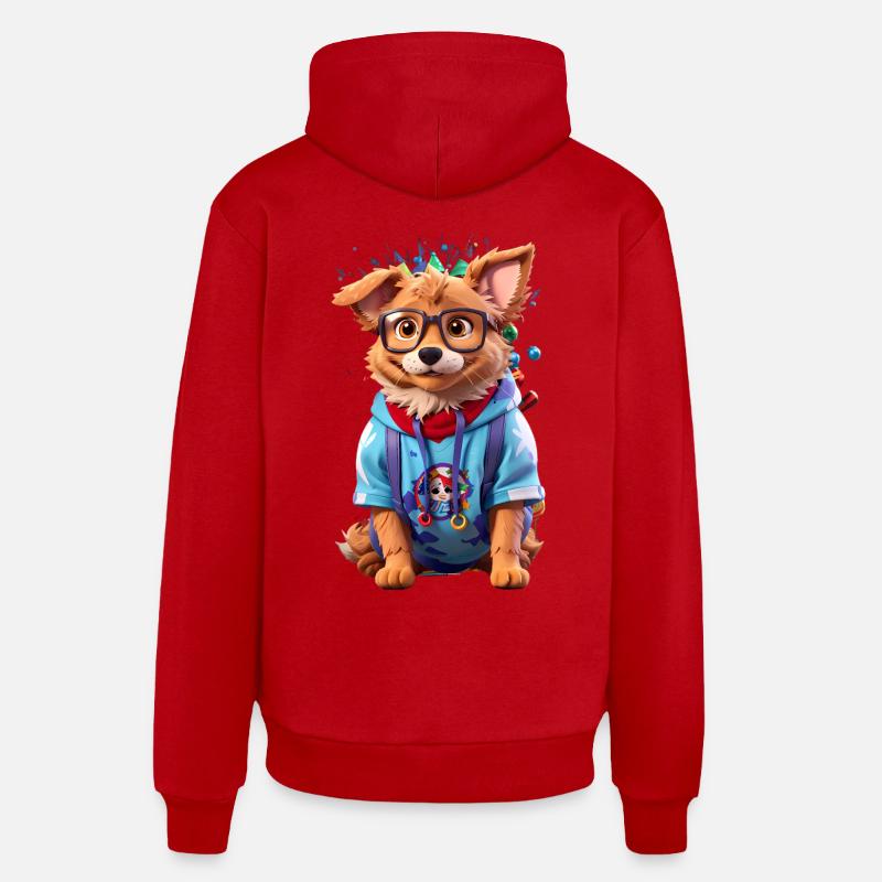 Chien mignon - Sweat à capuche bio décontracté fabriqué en UE - rouge