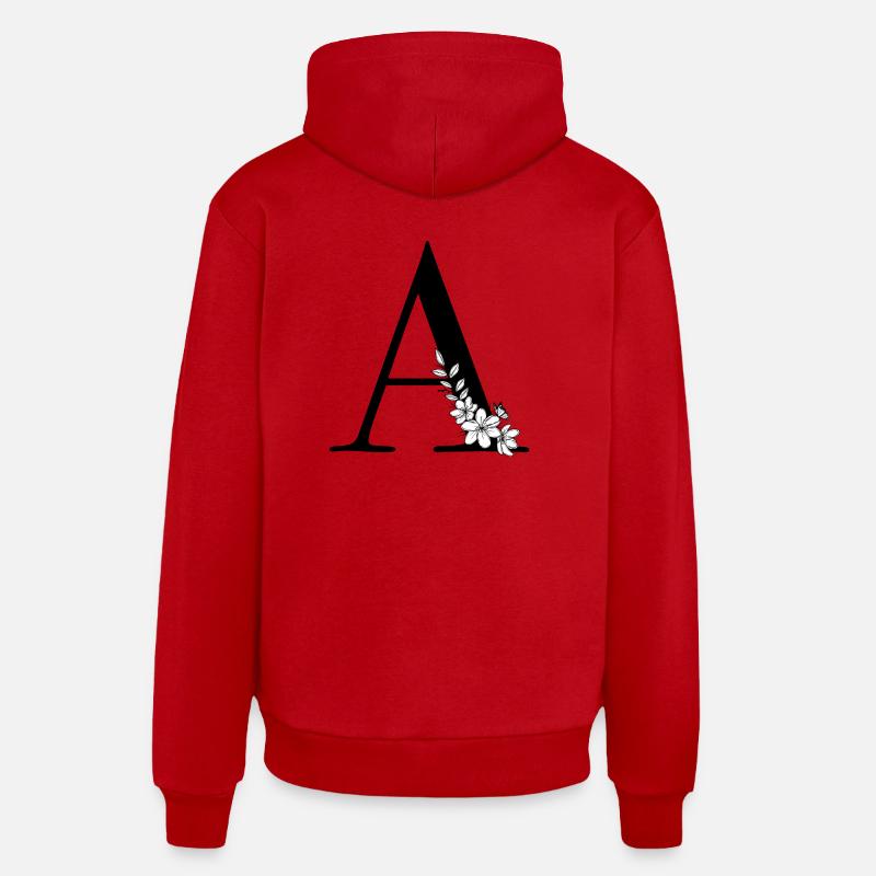 Lettre A - Sweat à capuche bio décontracté fabriqué en UE - rouge