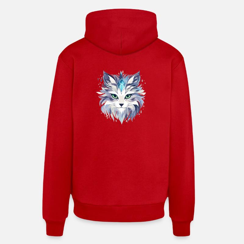 Chat - illustration - Sweat à capuche bio décontracté fabriqué en UE - rouge