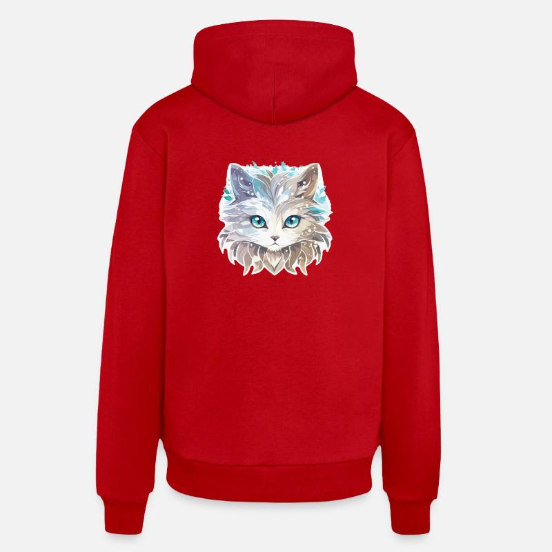 Chat - illustration - Sweat à capuche bio décontracté fabriqué en UE - rouge