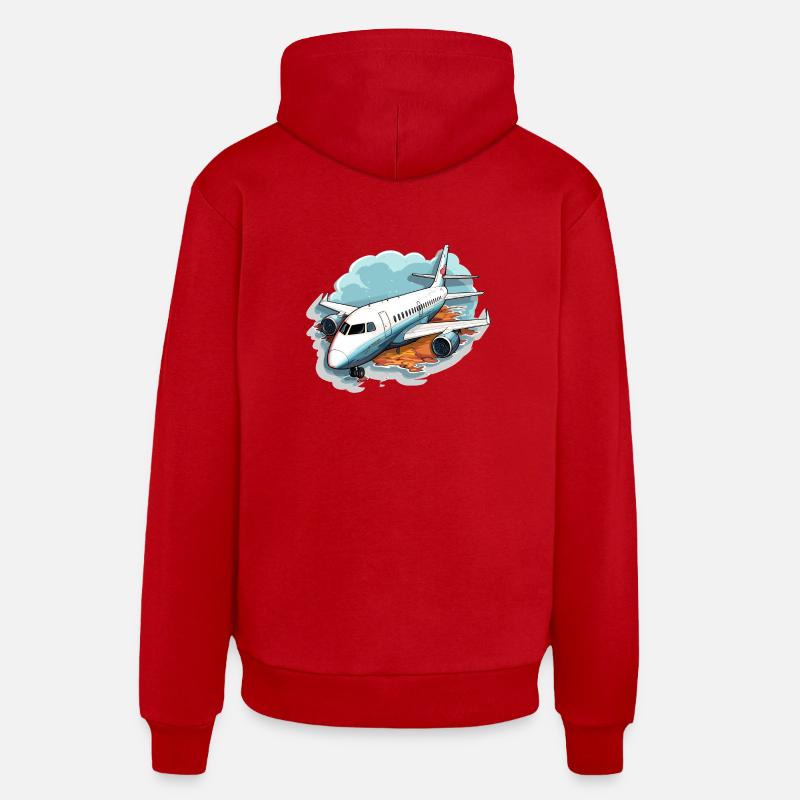 Avion - illustration - Sweat à capuche bio décontracté fabriqué en UE - rouge